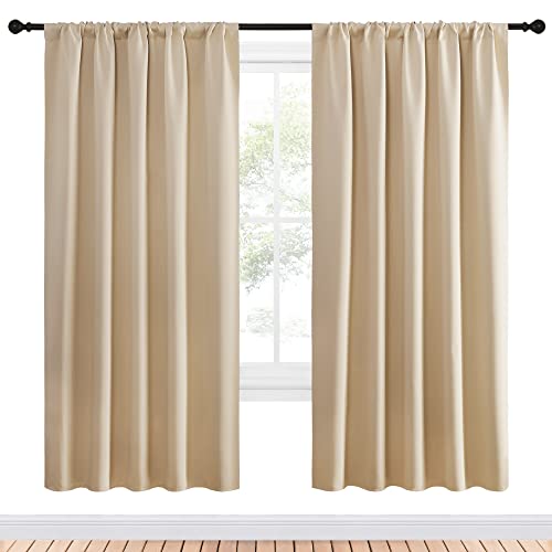 Room Darkening Curtains for Bedroom (Biscotti Beige / 52"W x 72"L (Pack of 2))