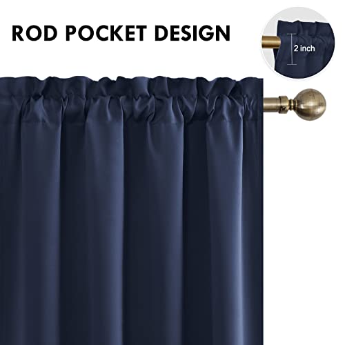Blackout Curtains for Bedroom Living Room 52 x 84 Inch Long Navy (Navy / 52"W x 84"L (Pack of 2))