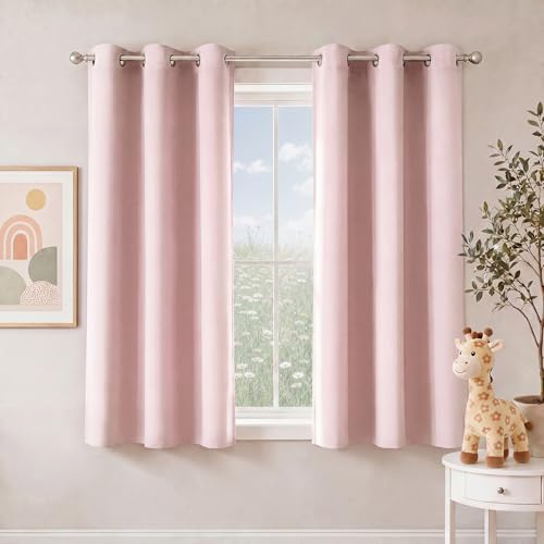 Blush Pink Room Darkening Curtains 54 Inches Long 2 Panels (Blush Pink / 40"W x 54"L (Pack of 2))