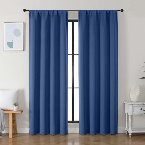Ava Royal Blue Blackout Curtains for Bedroom 84 Inch Length 2 Panels Set (Royal Blue / 40"W x 84"L (Pack of 2))
