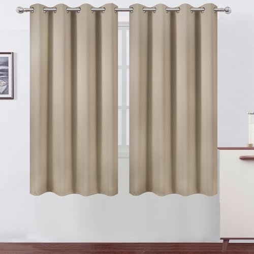 Khaki Blackout Curtains 52 x 63 Inch Length (Khaki / 52"W x 63"L (Pack of 2))