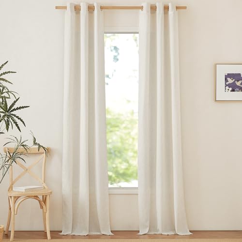 Natural Linen Curtains 96 Inches Long (Natural / 34"W x 96"L (Pack of 2))