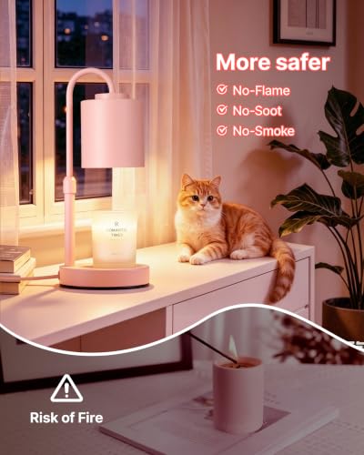 Dimmable Candle Warmer Lamp with Timer (Pink)