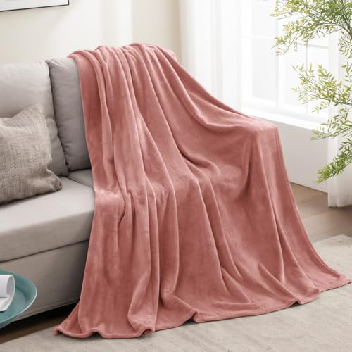 Fleece Blanket Soft Plush Throw for Couch Dusty Pink 50"x60" (Dusty Pink / Throw(50"x60"))