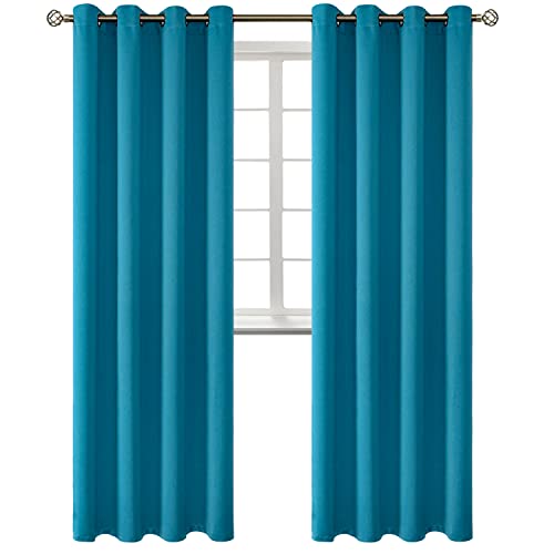 Peacock Blue Blackout Curtains for Living Room 95 Inch (Peacock Blue / 52"W x 95"L (Pack of 2))