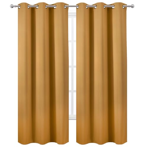 Mustard Yellow Thermal Blackout Curtains (Mustard Yellow / 38"W x 84"L (Pack of 2))