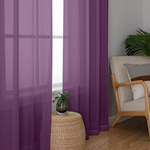 Plum Sheer Curtains (Plum / 42"W x 78"L (Pack of 2))