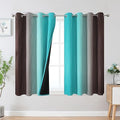 Brown and Teal Ombre Blackout Curtains for Bedroom 54 Inch (Teal and Brown / 52"W x 54"L (Pack of 2))