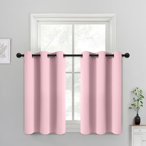 Blackout Curtains 38x36 inch Pink Thermal Drapes (Pink / 38"W x 36"L (Pack of 2))