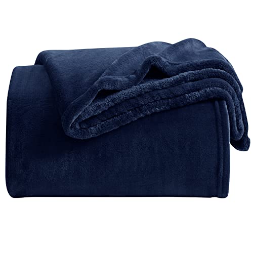 Fleece Blanket King Size Navy Lightweight Super Soft Cozy Luxury Microfiber Bed Blanket for All Seasons (Navy / King(108"x90"))