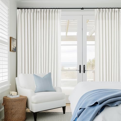 Beige White Pinch Pleated Extra Wide Curtain Panels 96 Inches Long 100 Wide (Beige White / 100"W x 96"L (Pack of 1))