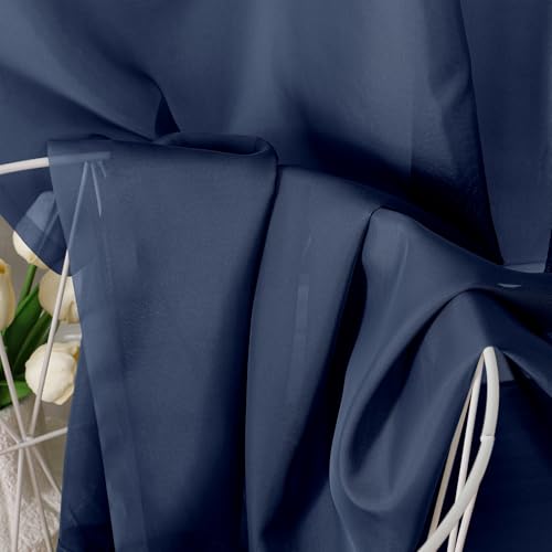 Navy Blue Sheer Curtains 78 Inches Long 2 Panels (Navy Blue / 42"W x 78"L (Pack of 2))