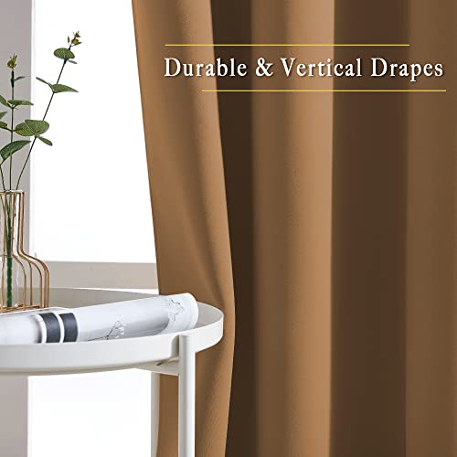 Bedroom Curtains 63 inch Length 2 Panels (Gold Brown / 52"W x 63"L (Pack of 2))