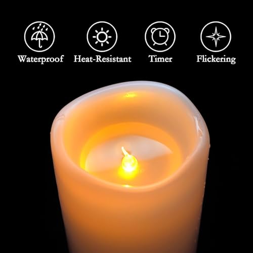 6" x 4" Large Waterproof Outdoor Flameless Candles with Remote Control and Timer (Ivory White / 4"x 6", 4 Pack)
