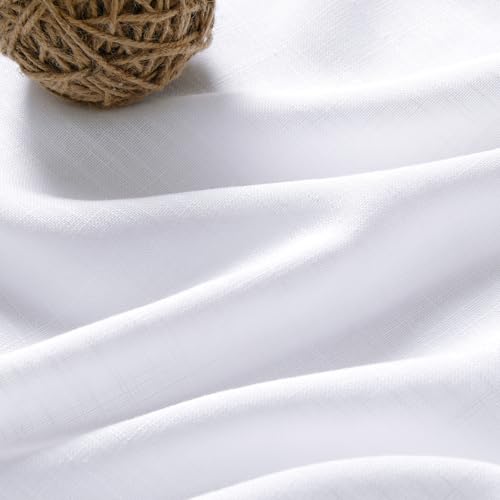 Snow White Linen Curtains 90 Inches Long for Living Room Light Filtering Semi Sheer Curtain Back Tab Luxury Neutral Coastal Modern Farmhouse Decor Drapes for Bedroom Dinner Room 52x90 (52"W x 90"L (Pack of 2) / Snow White)