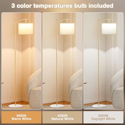 60" Floor Lamp for Living Room with 3 Color Temperatures (Marble Base & Gold / 60 inches)