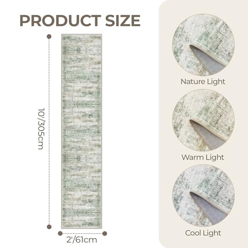 2x10 Runner Rug Non Slip (Green/Yellow/Ivory / 2' x 10' (Runner))
