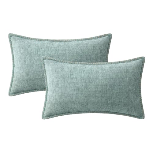 Decorative Lumbar Throw Pillow Covers 12x20 Inch Aqua Haze 2 Pack (Aqua Haze / 20" x 12" (Pack of 2))