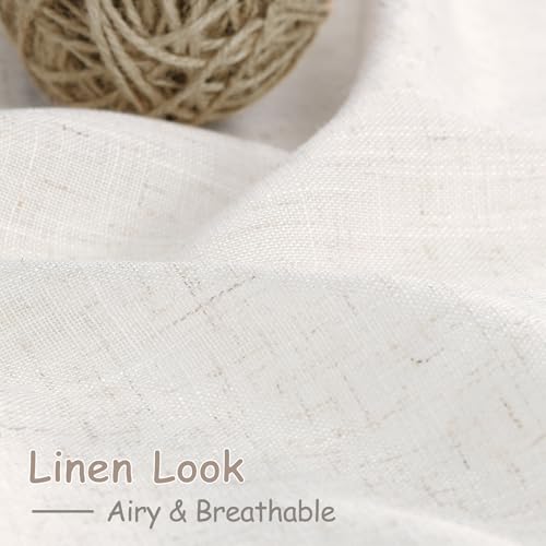 Ivory White Linen Curtains for Living Room 100 Inches Long Light Filtering Semi Sheer Curtain Back Tab Rustic Luxury Neutral Modern Farmhouse Decor Drapes for Bedroom Dinner Room 52x100 (52"W x 100"L (Pack of 2) / Ivory White)