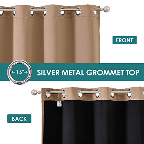 100% Blackout Curtains for Bedroom 72 Inches Long 2 Panels Set (42"W x 72"L (Pack of 2) / Cappuccino)