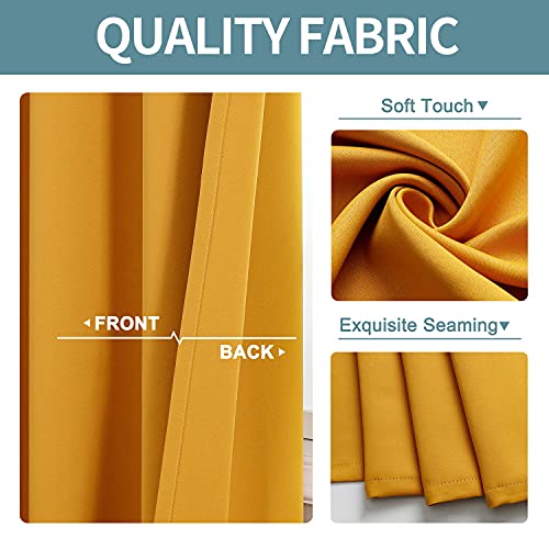 Room Darkening Curtains for Bedroom and Living Room 120 Inch Long (52"W x 120"L (Pack of 2) / Mustard Yellow)