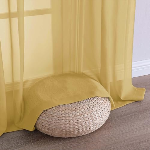 Sheer Gold Curtains 90 inches Long 2 Panels (Gold / 42"W x 90"L (Pack of 2))