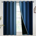 100% Blackout Ombre Bedroom Curtains Blue and Greyish White (52"W x 63"L (Pack of 2) / Blue White)