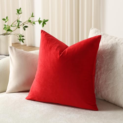 Euro Sham Covers 26x26 Christmas Red (Fiery Red / 26" x 26" (Pack of 2))