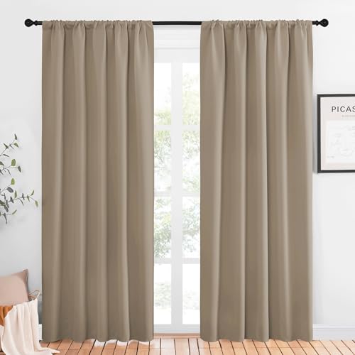 Window Curtains Blackout Drapes (Taupe / 52"W x 84"L (Pack of 2))