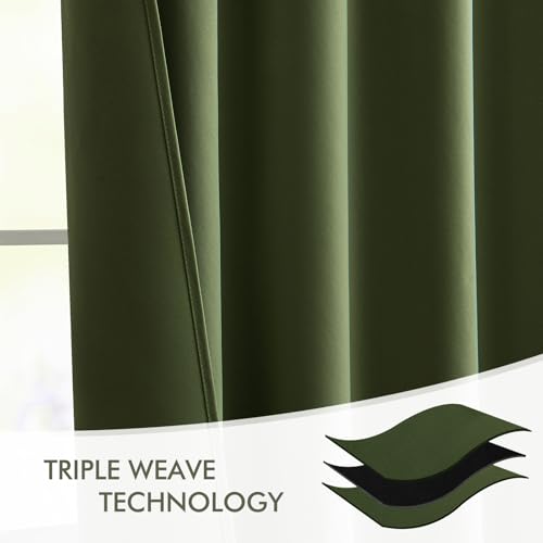 Olive Green Back Tab Blackout Curtains 52x84 Inch Length 2 Panel Set (Olive Green / 52"W x 84"L (Pack of 2))