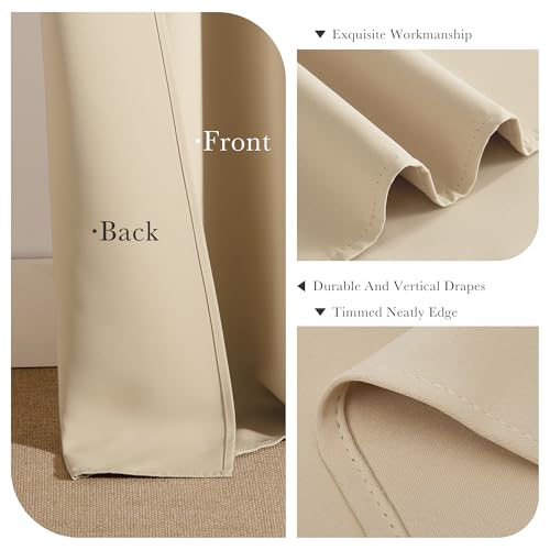 Beige Blackout Curtains 96 inch Long (Biscotti Beige / 52"W x 96"L (Pack of 2))