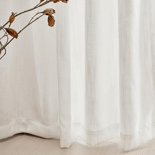 Extra Long Curtains for Living Room (50"W x 102"L (Pack of 2) / Beige White)