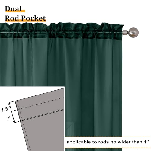 Hunter Green Sheer Curtain Drapes 63 Inch Length 2 Panels for Living Room (40"W x 63"L (Pack of 2) / Hunter Green)