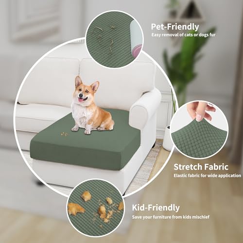 Stretch 1 Piece Chaise Lounge Cushion Slipcover (Chaise Cover / Greyish Green)