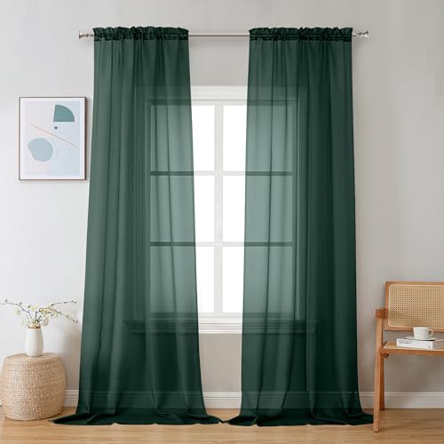 Hunter Green Sheer Curtains 96 inches Long 2 Panels (Hunter Green / 42"W x 96"L (Pack of 2))