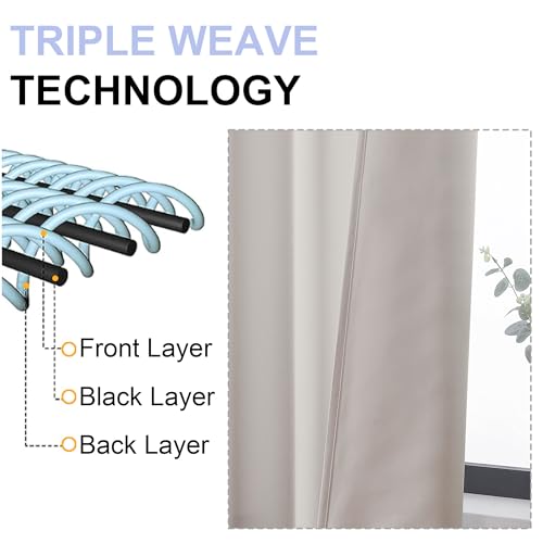 Natural Blackout Curtains for Bedroom 102 Inches Long 2 Panels (Natural / 50"W x 102"L (Pack of 2))