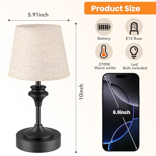Portables Cordless Table Lamp (Black / 1Pack-10.2in)