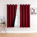 100% Blackout Curtains for Bedroom 63 Inches Long 2 Panels Set (52"W x 63"L (Pack of 2) / Burgundy)