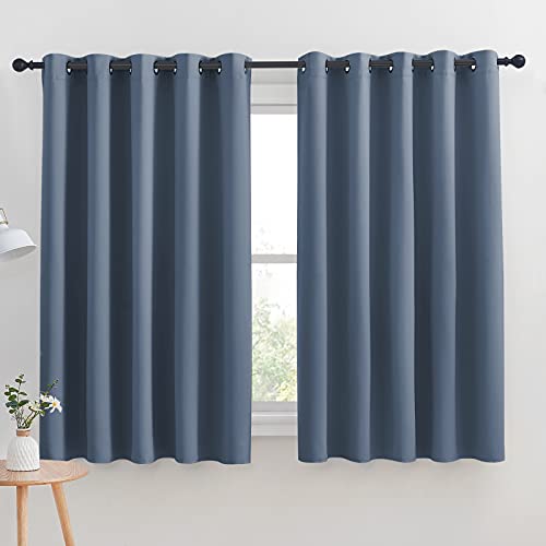 Thermal Insulated Curtains Blackout Draperies (Stone Blue / 70"W x 63"L (Pack of 2))