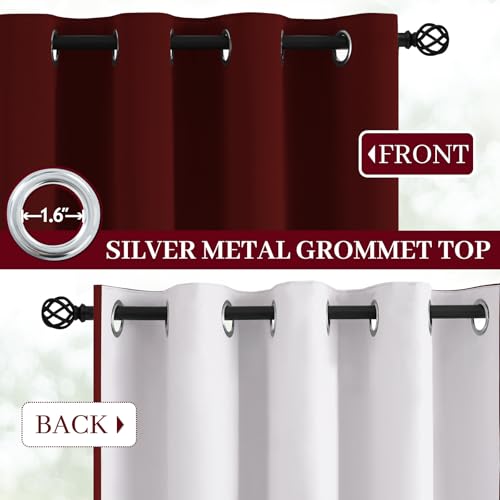 100% Blackout Curtains 52x96 inch Burgundy Red Window Drape (Burgundy Red / 52"W x 96"L (Pack of 2))