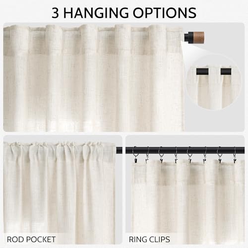 Modern Linen Curtains for Living Room 120 Inches Long Light Filtering Semi Sheer Curtain Back Tab Neutral Luxury Modern Farmhouse Decor Floor to Ceiling High Window for Bedroom 52x120 (52"W x 120"L (Pack of 2) / Modern Linen)
