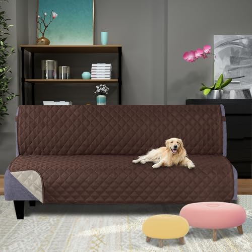 Futon Sofa Covers 68''Armless Couch Cover (Coffee/Beige / 68''futon)
