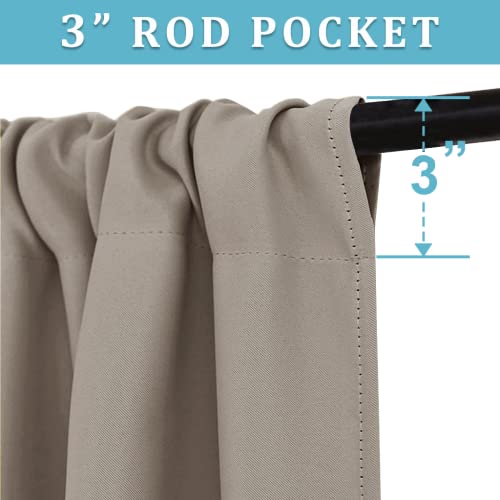 Short Blackout Curtains for Bedroom (Sand / 34"W x 48"L (Pack of 2))