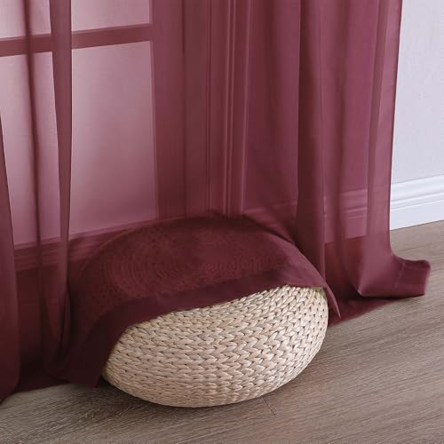 Wine Sheer Curtains 108 Inches Long 2 Panels Set (Wine / 59"W x 108"L (Pack of 2))