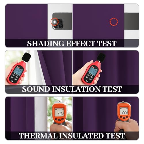 100% Blackout Curtains 38x84 inch Long Purple Window Drapes (Purple / 38"W x 84"L (Pack of 2))