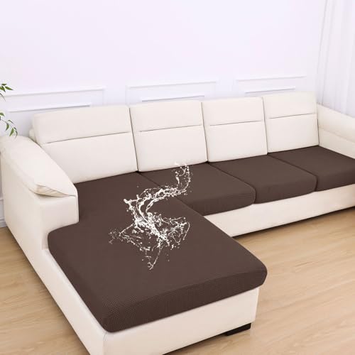Waterproof Couch Cushion Covers for Pets (Brown / 1 Chaise+3 Seater)