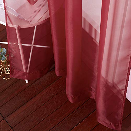 Voile Sheer Curtains (Haute Red / 54"W x 84"L (Pack of 2))