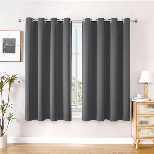 Blackout Curtains for Bedroom and Living Room 45 Inches Long (52"W x 45"L (Pack of 2) / Grey)