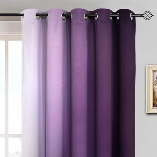 Room Darkening Ombre Curtains 84 Inch Length (70"W x 84"L (Pack of 2) / Purple)