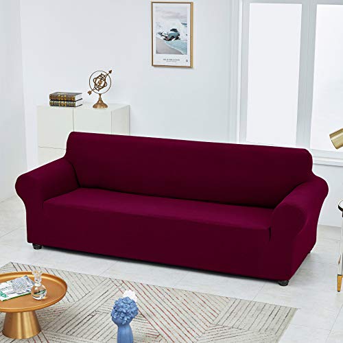 Christmas Stretch Couch Cover Slipcovers (Burgundy / Large（78"-94"）)
